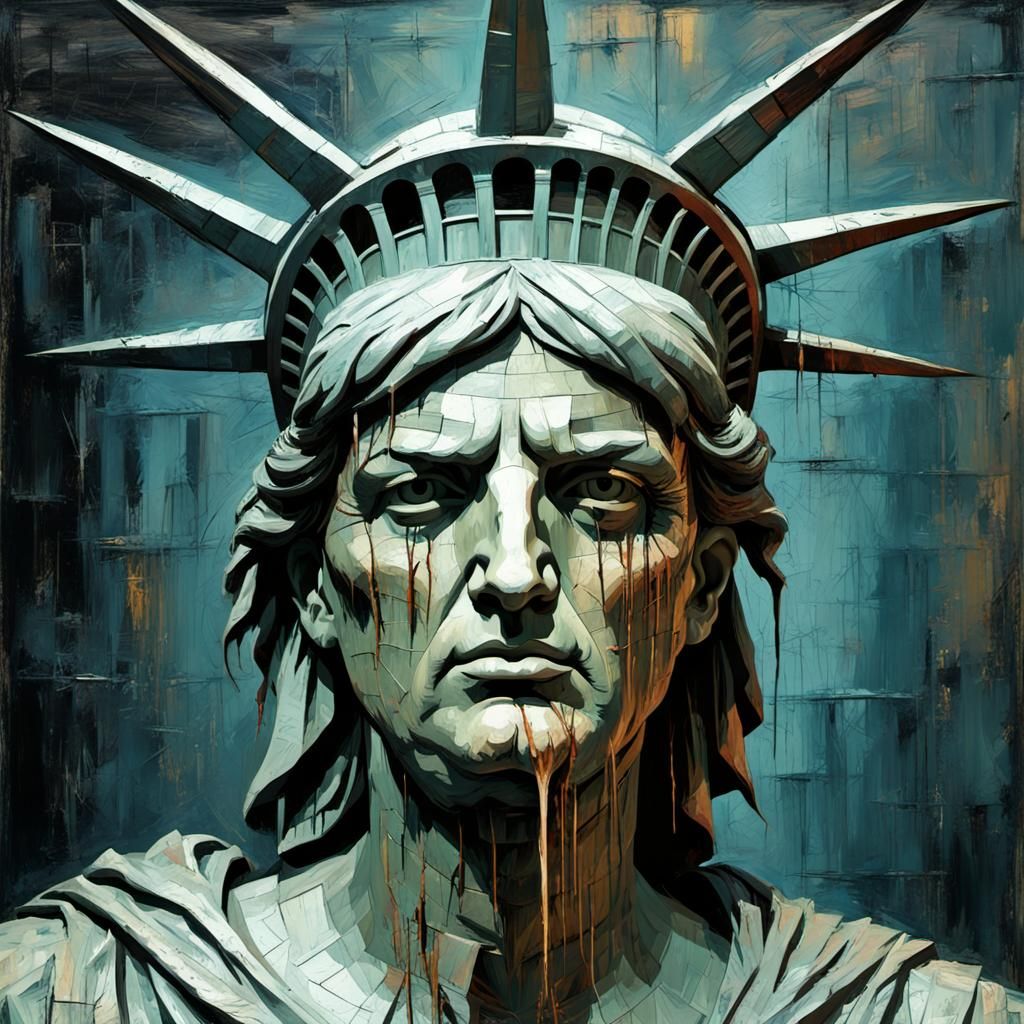Disturbing Gothic Impressionist Statue of Liberty