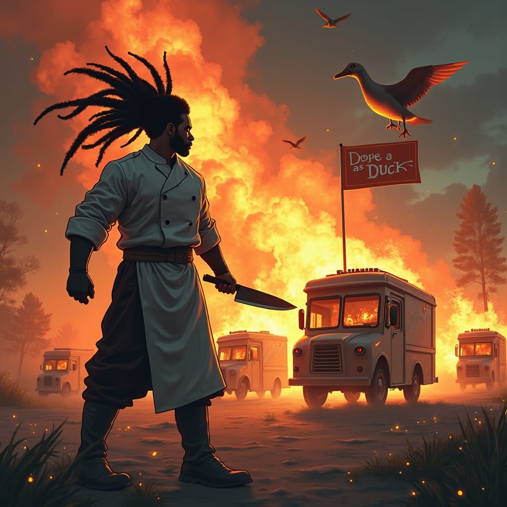 Dark Fantasy Chef Battle in Anime-Style Combat