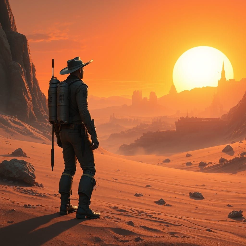 Space Cowboys in a Futuristic Frontier, Inspired by Syd Mead...