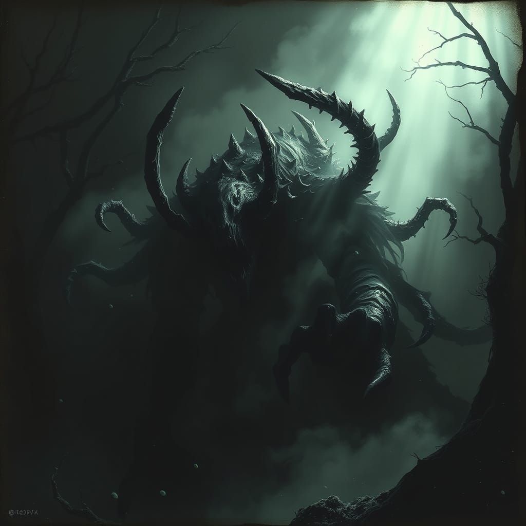 Ominous Shadow Creature in Mystical Realm