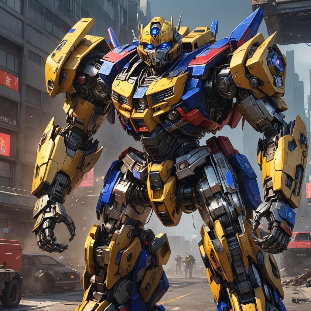 Bumblebee and Optimus Prime in 3D Anime Art