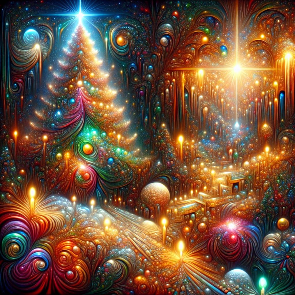Surreal Christmas Wonderland in Vibrant, Polished Colors