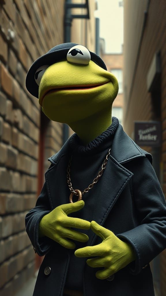 Gritty Frog Gangster Oil Portrait