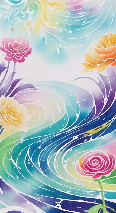 Abstract Floral Watercolor with Vibrant Swirls