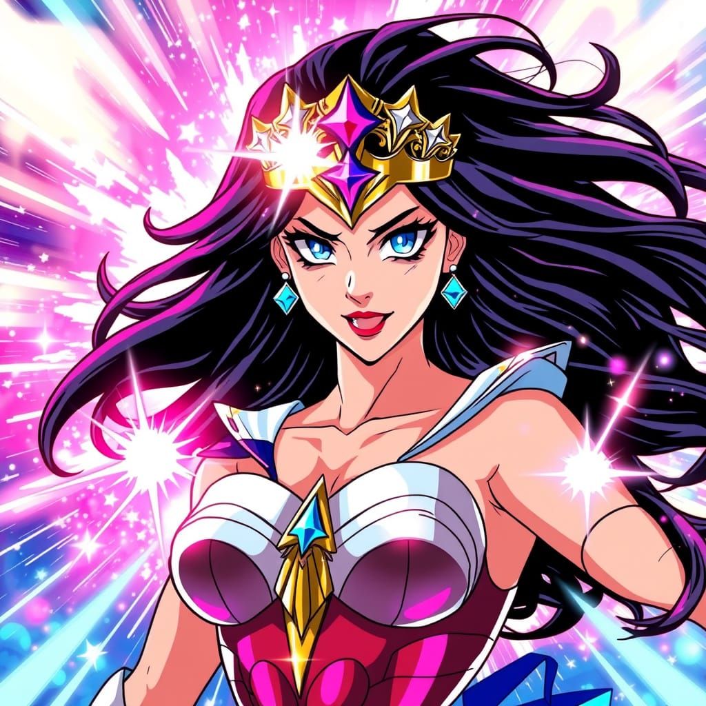 Wonder Woman Transforms in Vibrant Anime Style