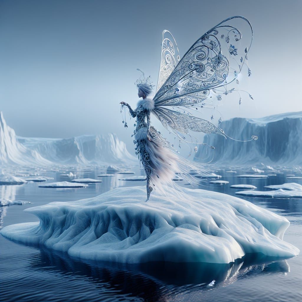 Intricate Inuit Fairy on Arctic Ice Floe