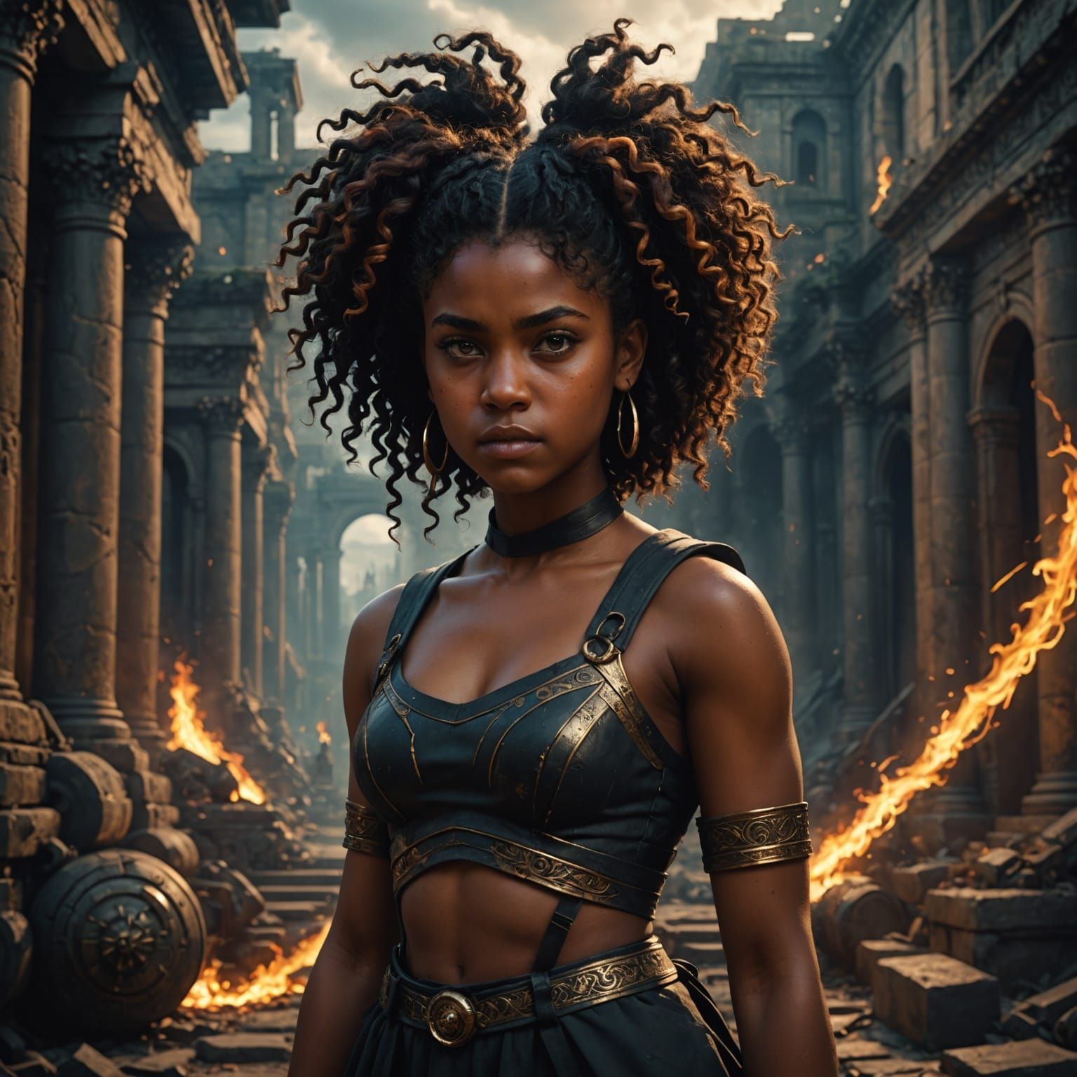 Black Haired Woman in Digital Matte Painting