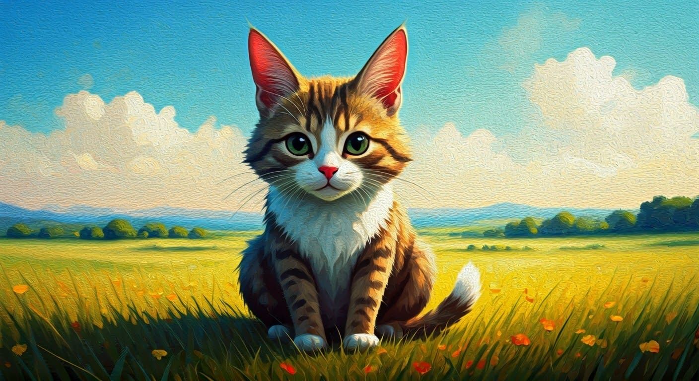 Whimsical Cabbit in a Sunny Meadow