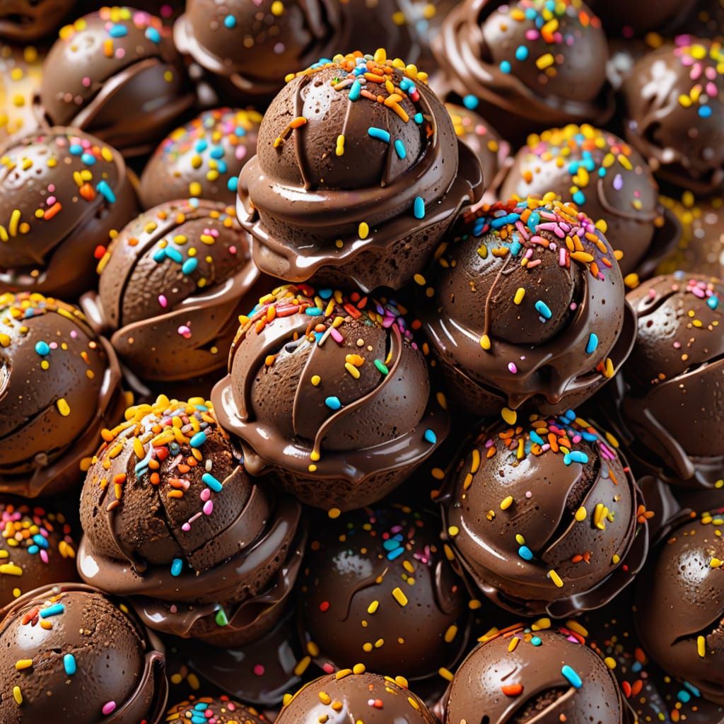 Chocolate Ice Cream with Star Sprinkles: 3D Render