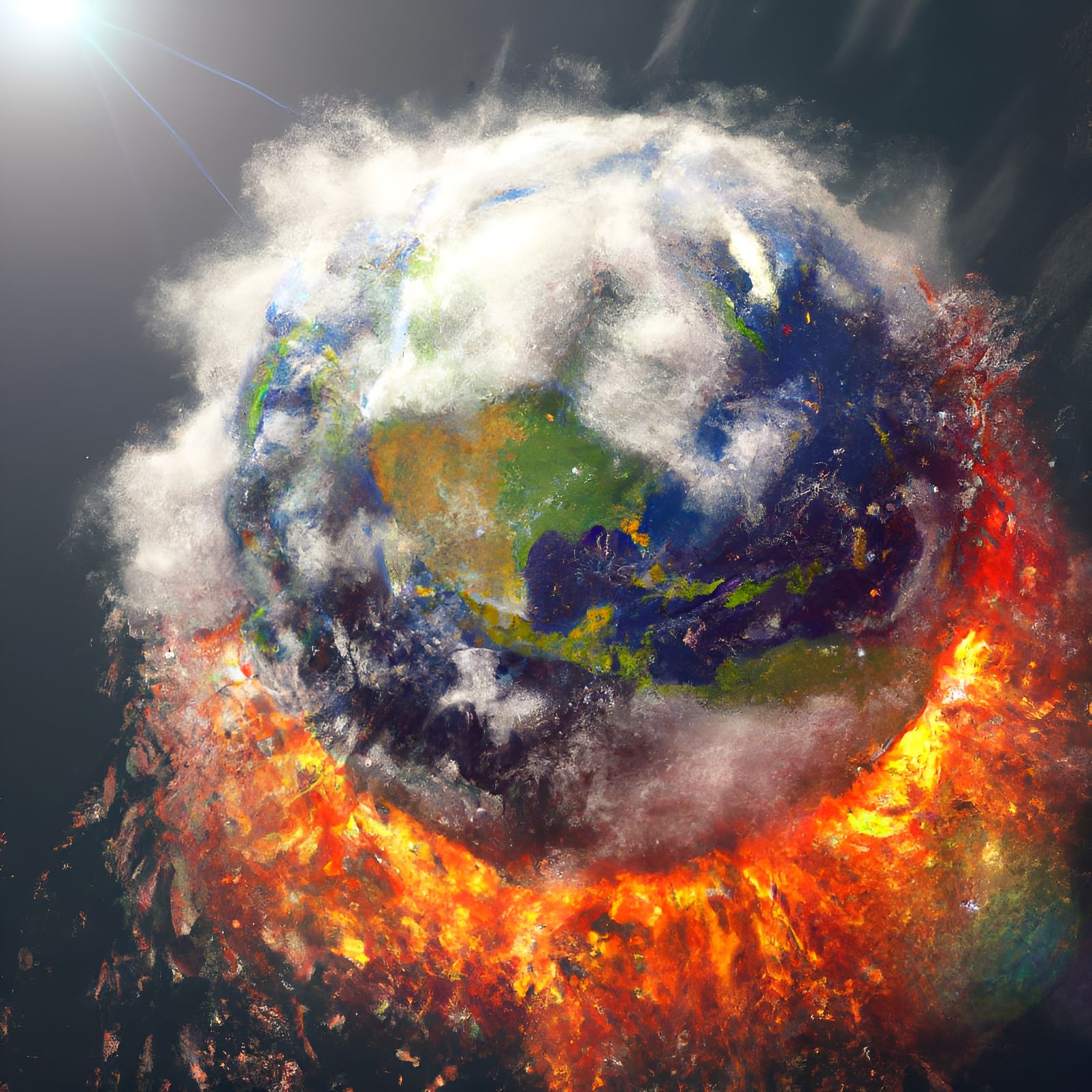 Burning Earth: A Hyperrealistic Climate Change Illustration