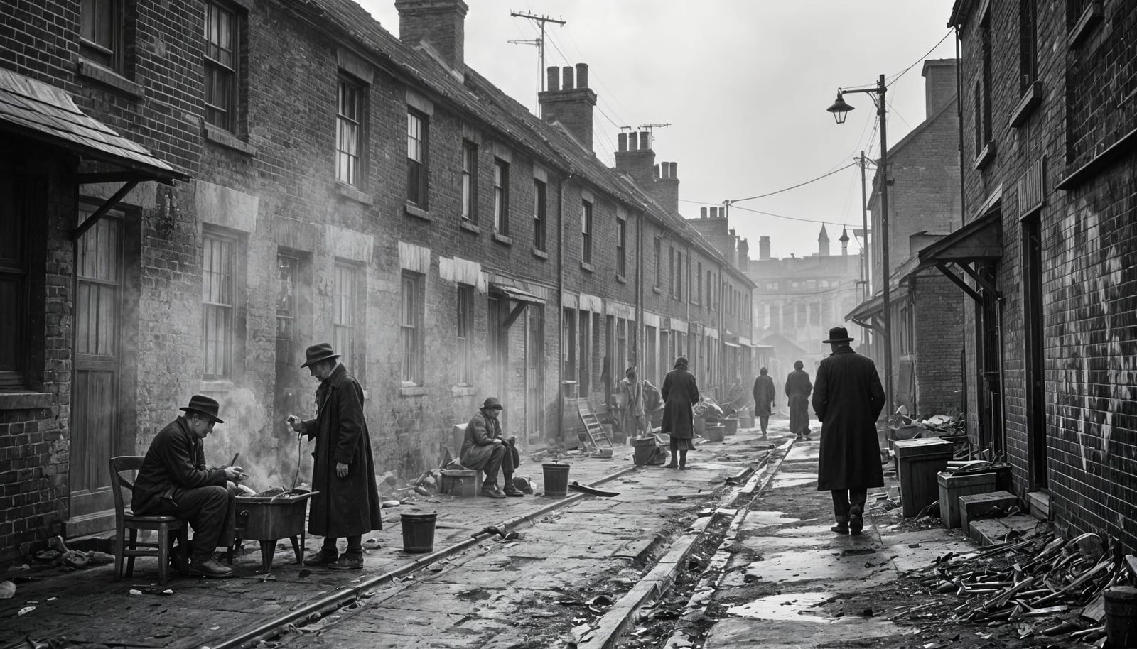 East London Slums in 1930s: A Cinematic Photo
