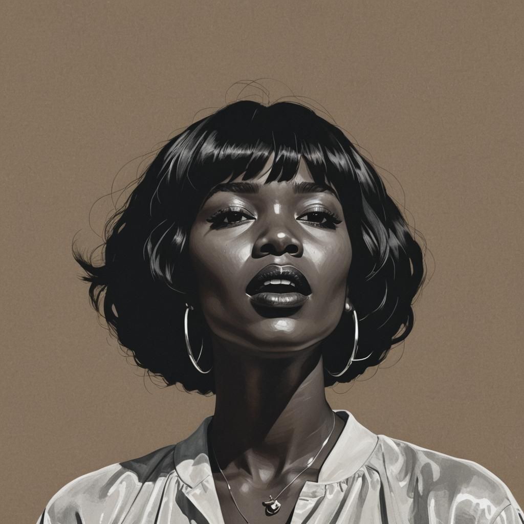 Futuristic Digital Art: Woman Singing with DJ Mixer