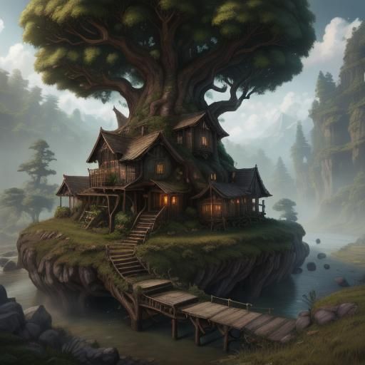 Charming Hobbit Hole in Shire Landscape