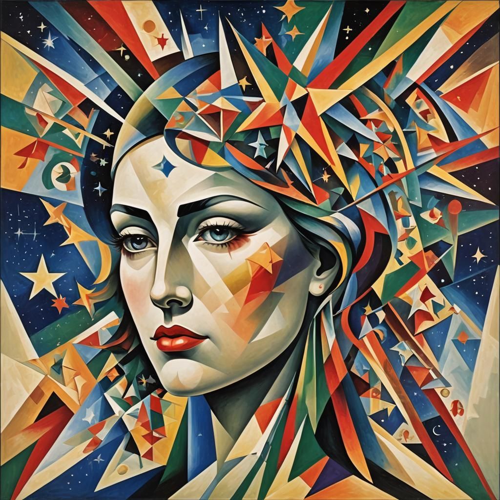 Surreal Head: A Cubist World of Space and Nature