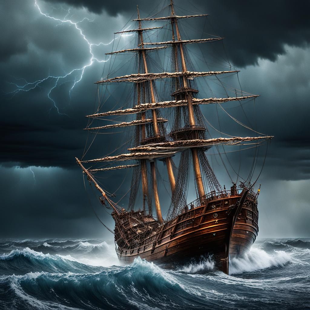 Stormy Seas: Sailing Ship Versus a Tornado