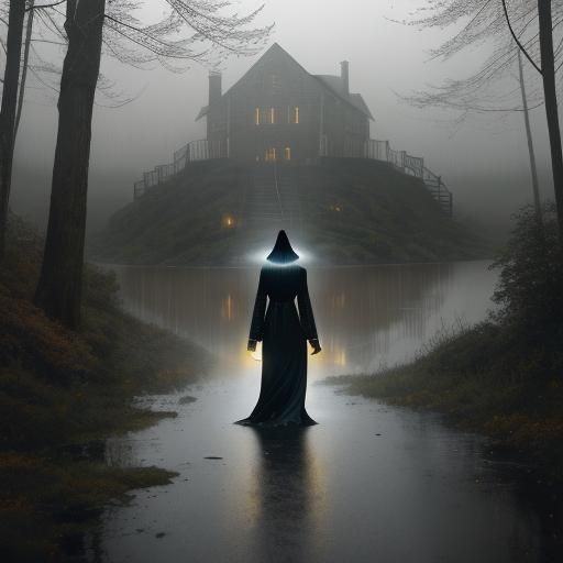 Lovecraftian Woman in the Rain: Cinematic Film Still