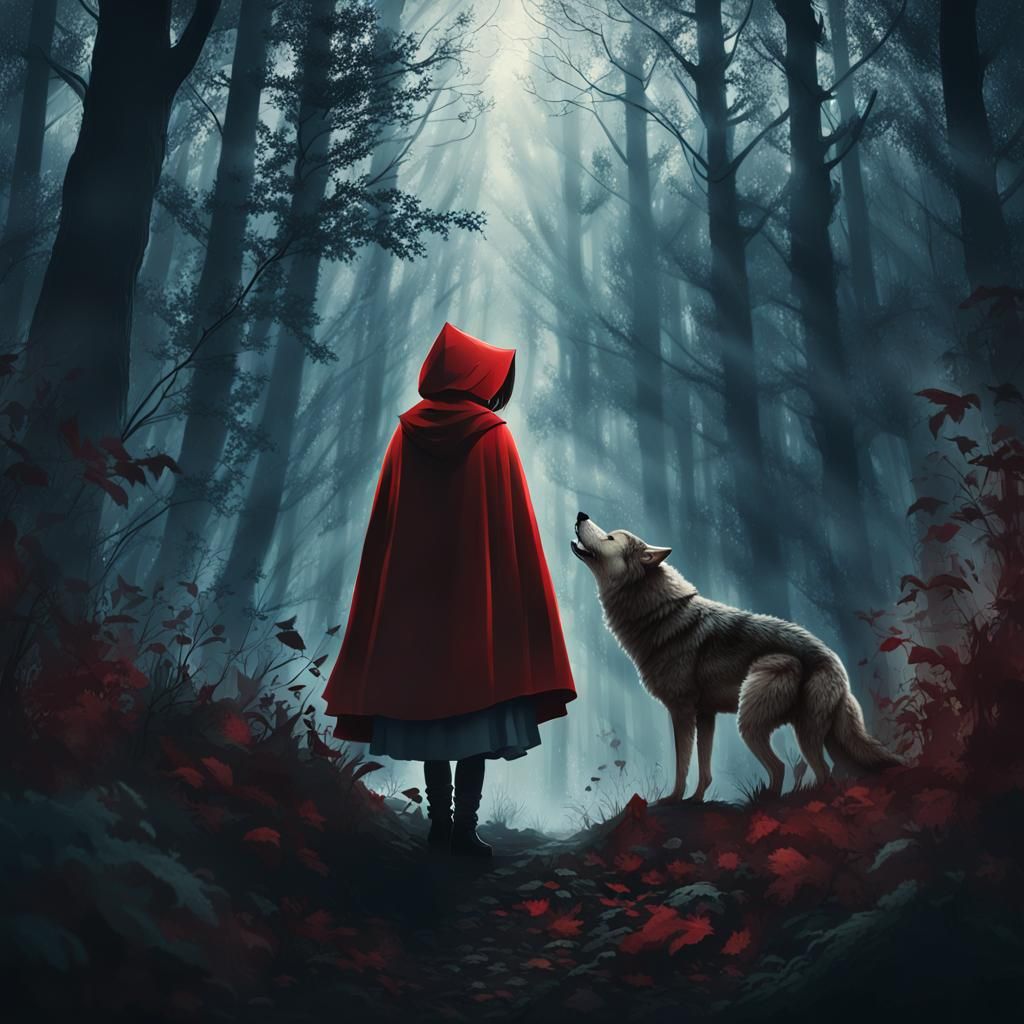 Little Red Riding Hood: Dark Fantasy Illustration