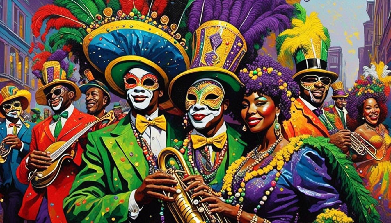 Lively Mardi Gras Parade in New Orleans