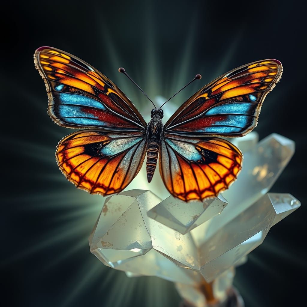 Gemstone Butterfly with Swirling Patterns