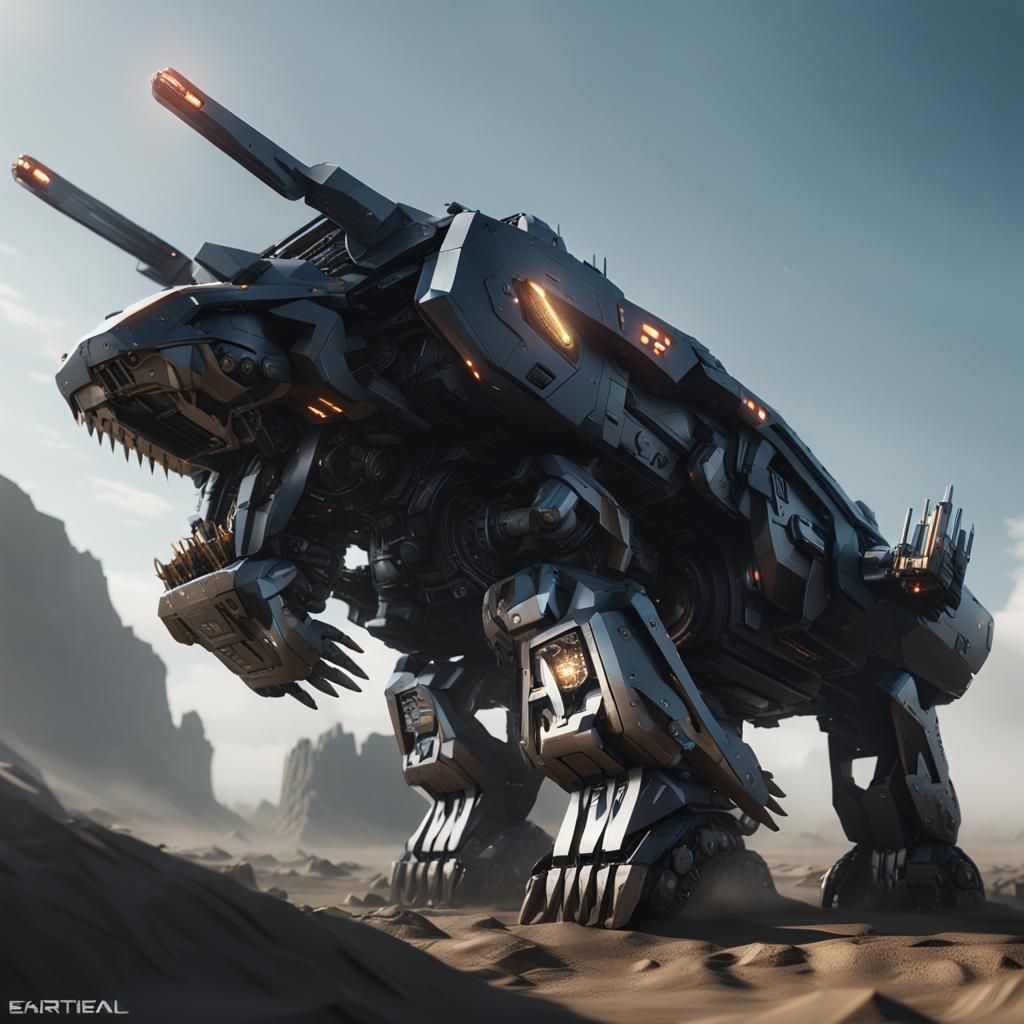 Futuristic Metallic Jaws Tank in Sci-Fi Style