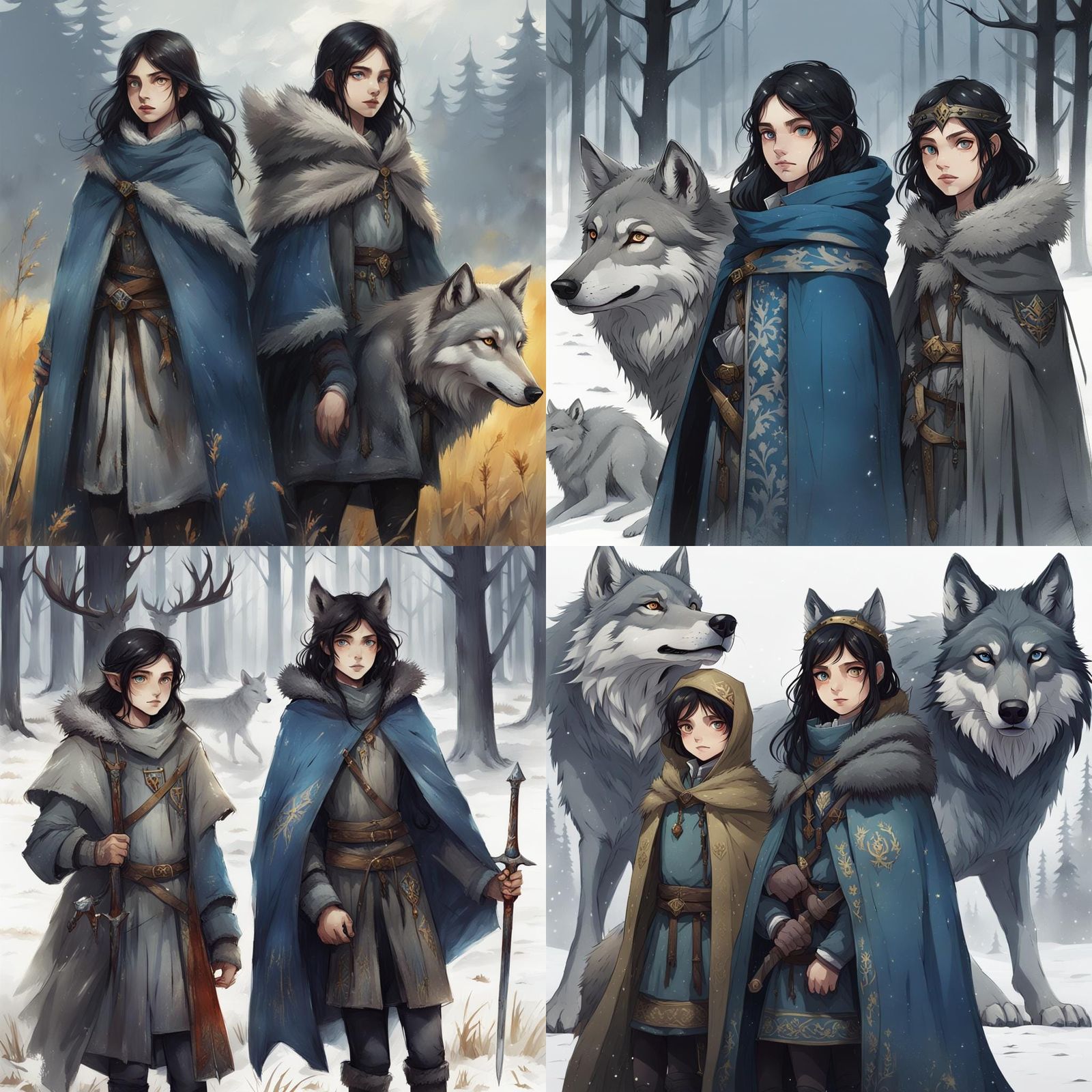 Medieval Girls Under Heraldic Banners