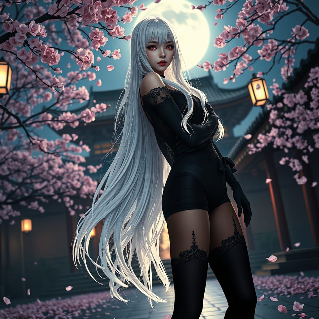 Elegant Gothic Japanese Video Game Character