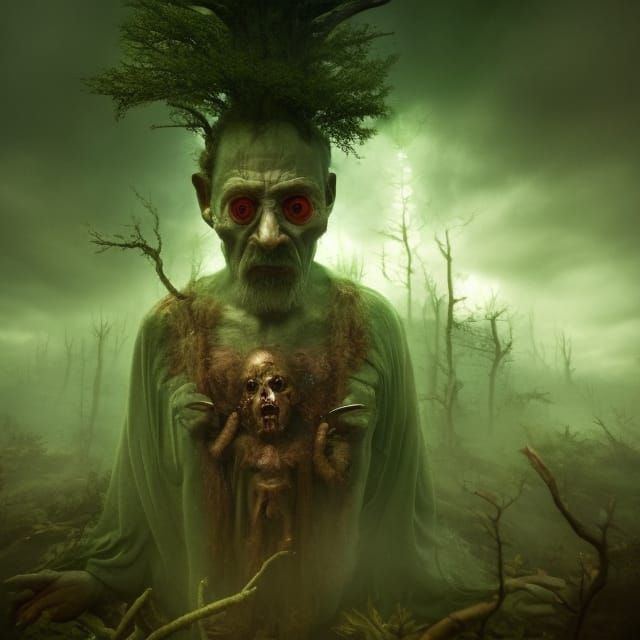 Demon in Sprite Forest: Biopunk 8K Resolution