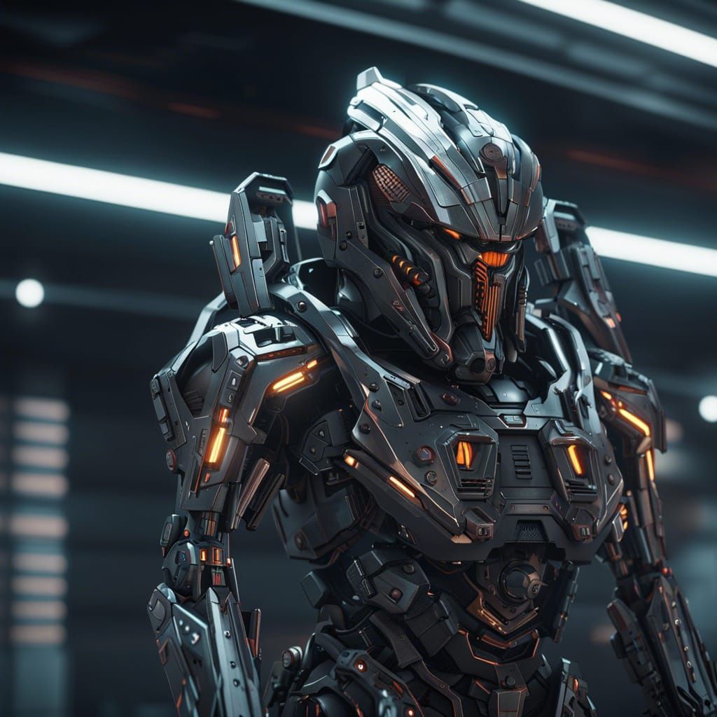 Detailed Purge Trooper Mech in Sci-Fi Setting