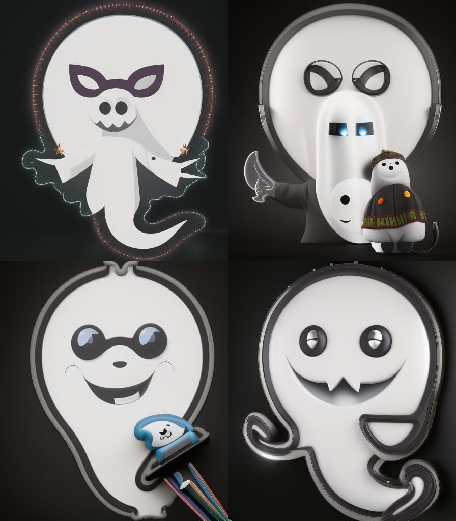 Friendly Cartoon Ghost in Photo Studio: 3D Render