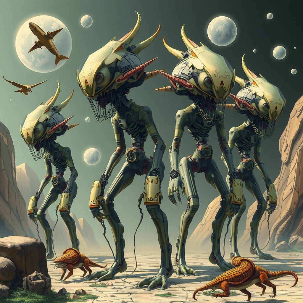 Geometric Non-Humanoid Beings Communicate in Industrial Orga...