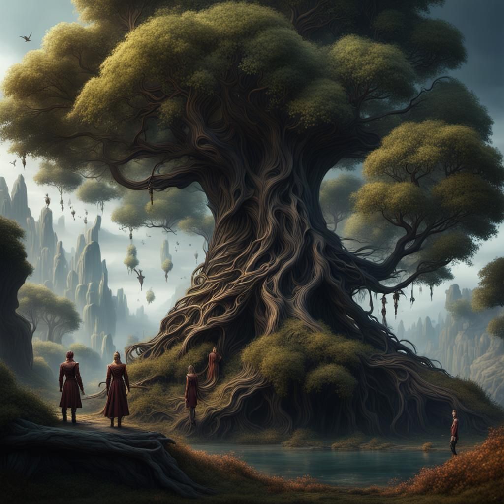 Human Tree Fantasy: Detailed Matte Painting
