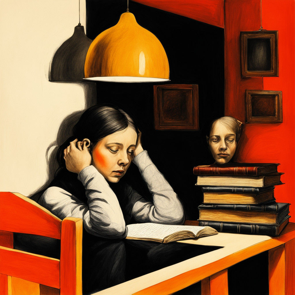 A Moody Victorian Study Scene in Detailed Charcoal Drawing