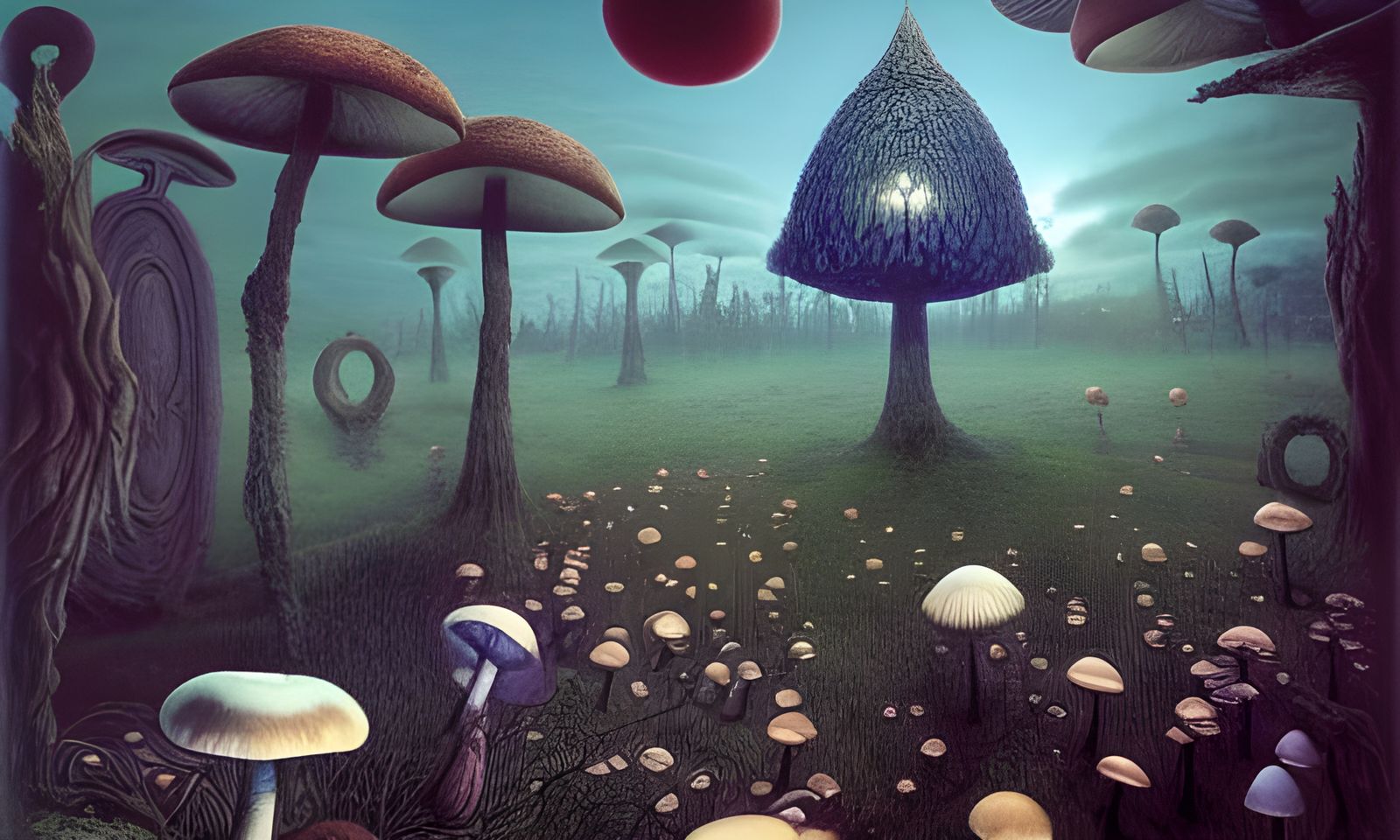 Alice in Wonderland Mushroom Landscape: Digital Matte Painti...