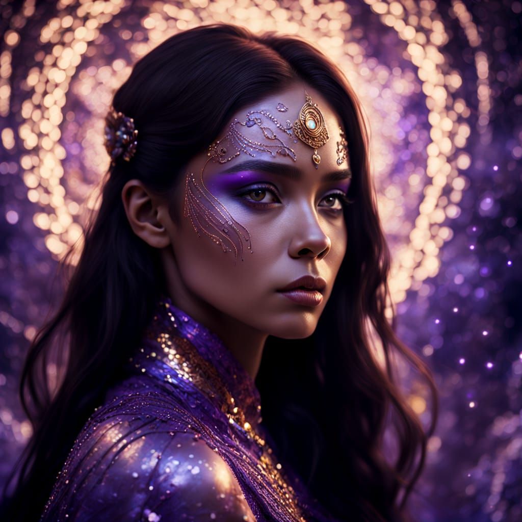 Enigmatic Woman Portrait in Visionary Art Style