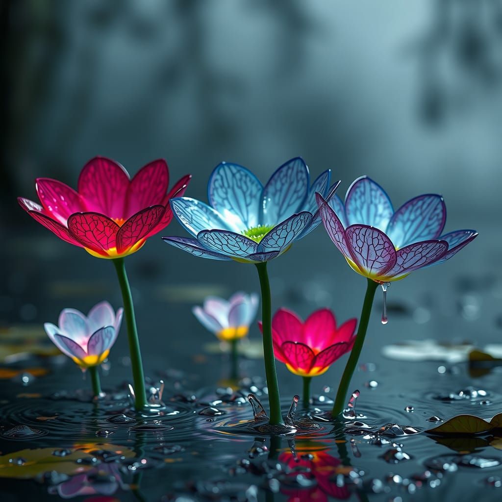 Glass Flowers in Mystical Swamp