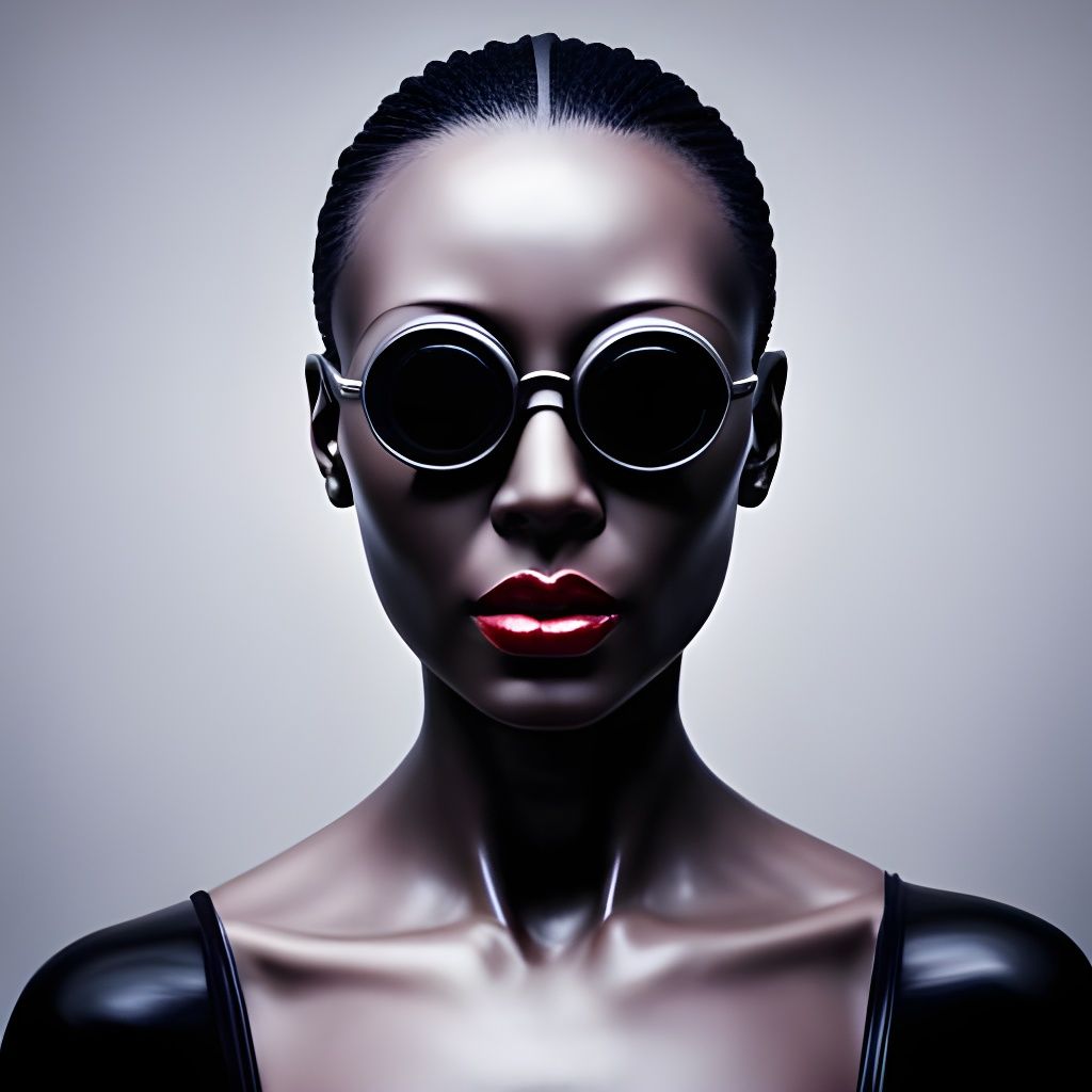 Sleek Faceless Drone in Black Latex Bodysuit