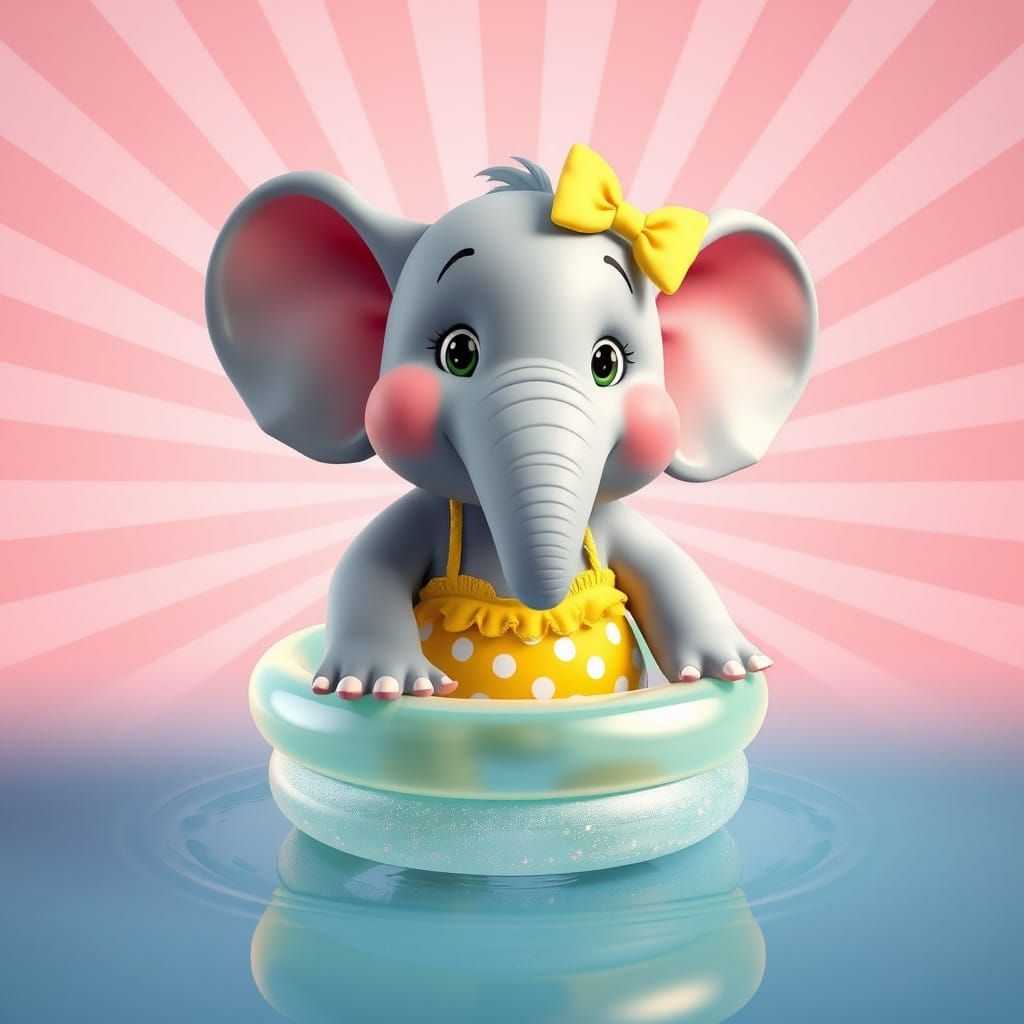 Whimsical Elephant in Polka-Dot Bikini: A Pixar-Inspired Sum...