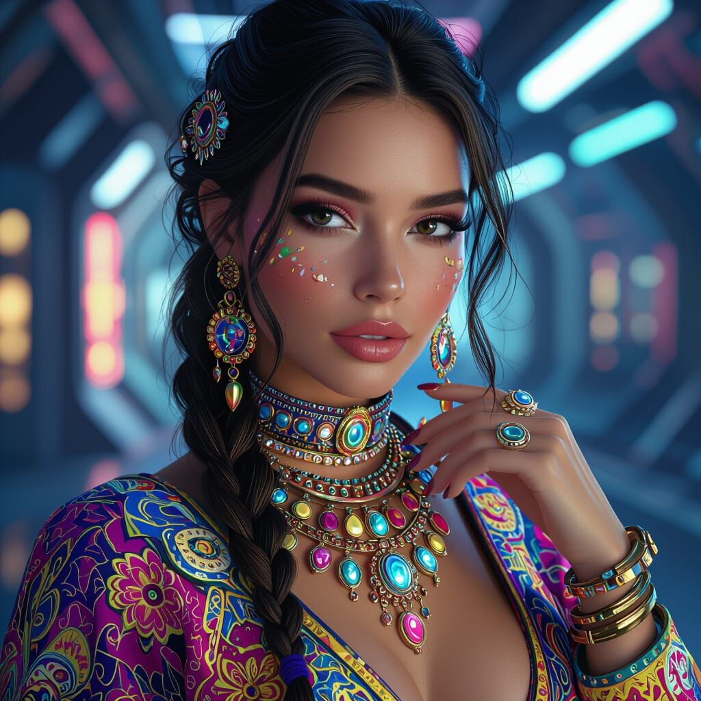 Futuristic Woman Portrait in Hyperrealistic Style