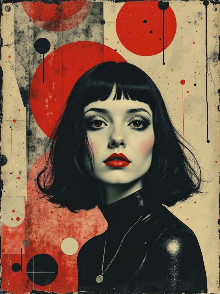 Gothic Woman in Pop Surrealist Abstract Style