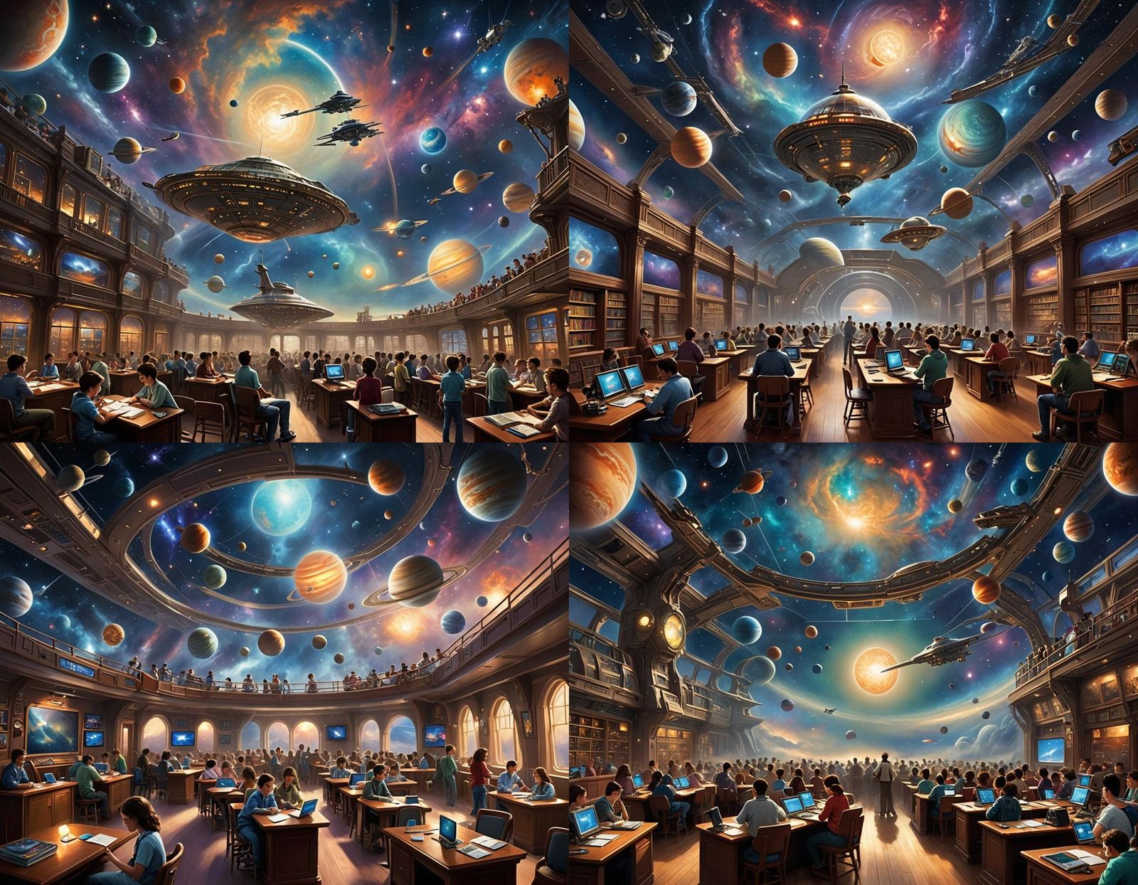 Futuristic Classroom in Spaceship, Ethereal Fantasy