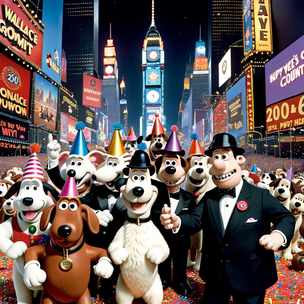 Wallace and Gromit Celebrate New Year's Eve