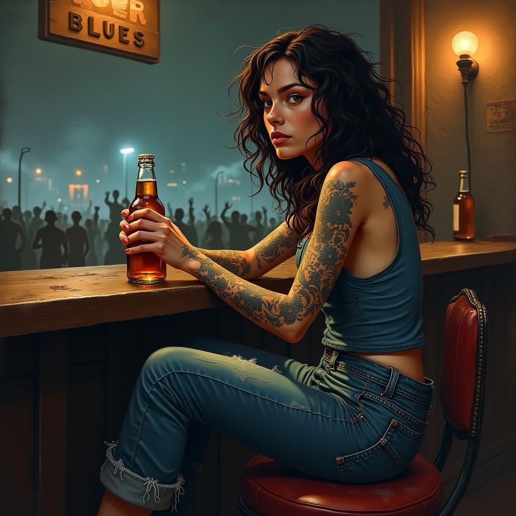 Roadhouse blues. I woke up in morning and I got myself a beer. The future's uncertain and the end is always near.