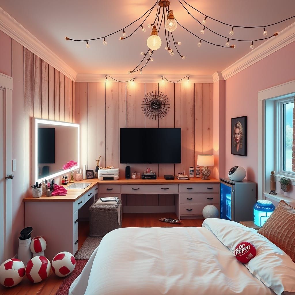 Preppy Modern Farmhouse Bedroom with Rustic Touches and Whim...