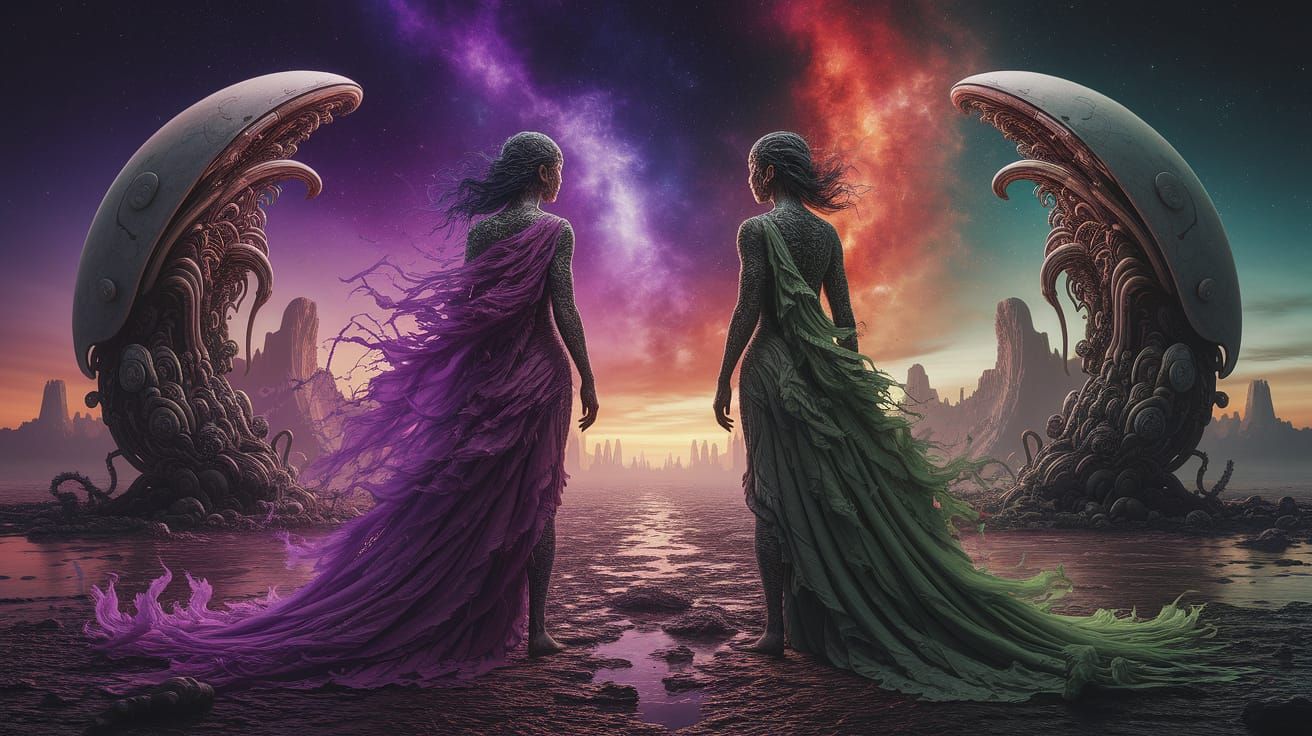 Somber Alien Landscape in Impasto Style