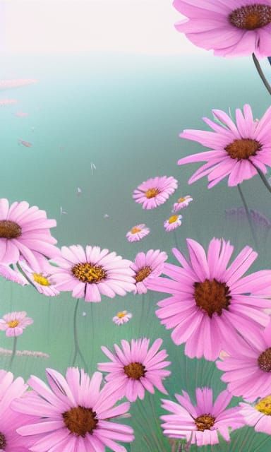 Botanical Illustration: Daisies and Pearls in Digital Matte ...