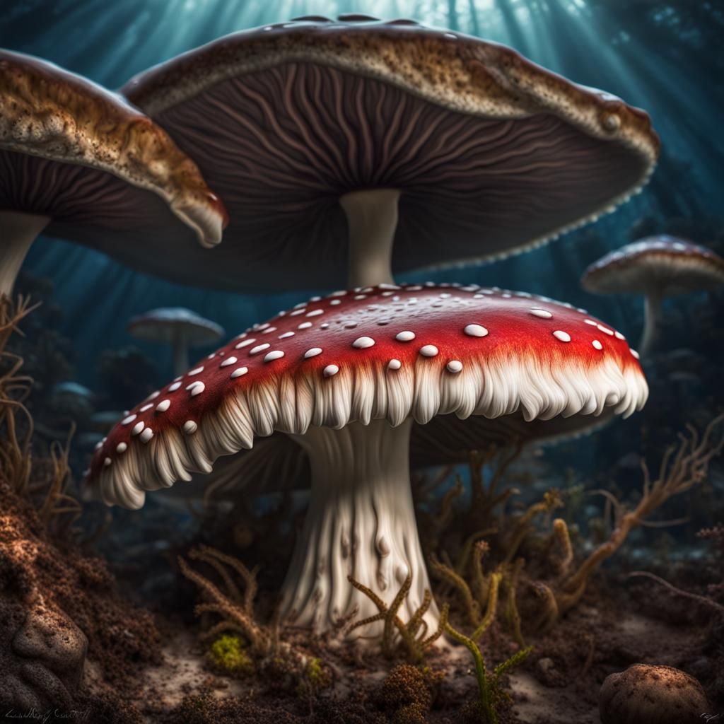Hyperrealistic Barracuda Toadstool Fantasy in HDR