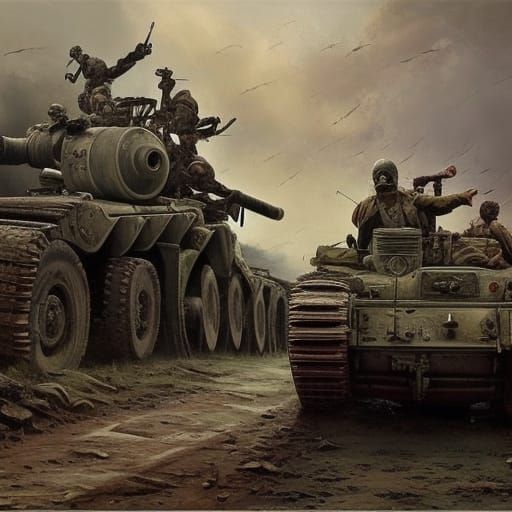 Army Retreating: Epic Oil Painting of Desolation