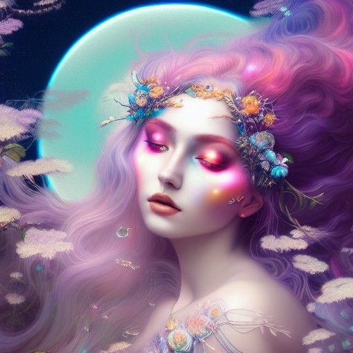 Moon Goddess Art in Fairycore Style