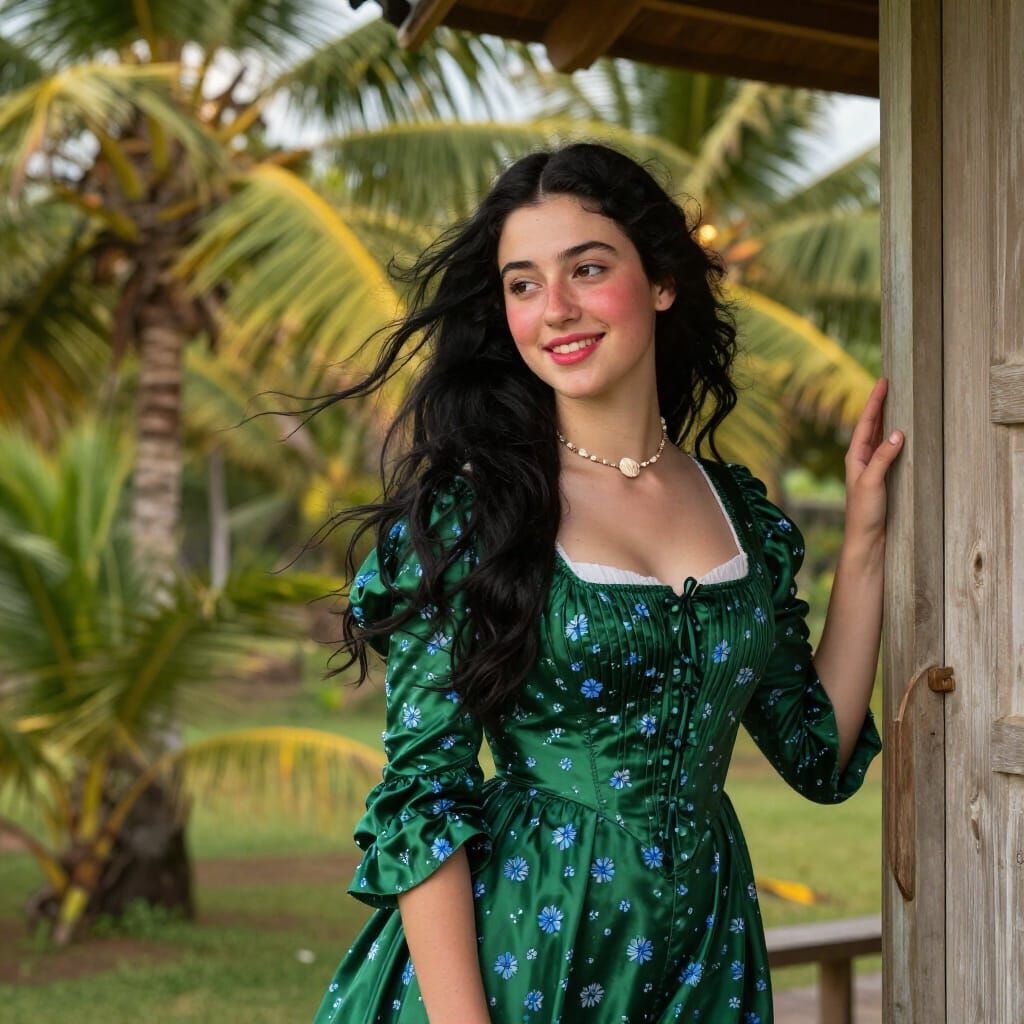 18th Century Noblewoman in Tropical Hut Portrait