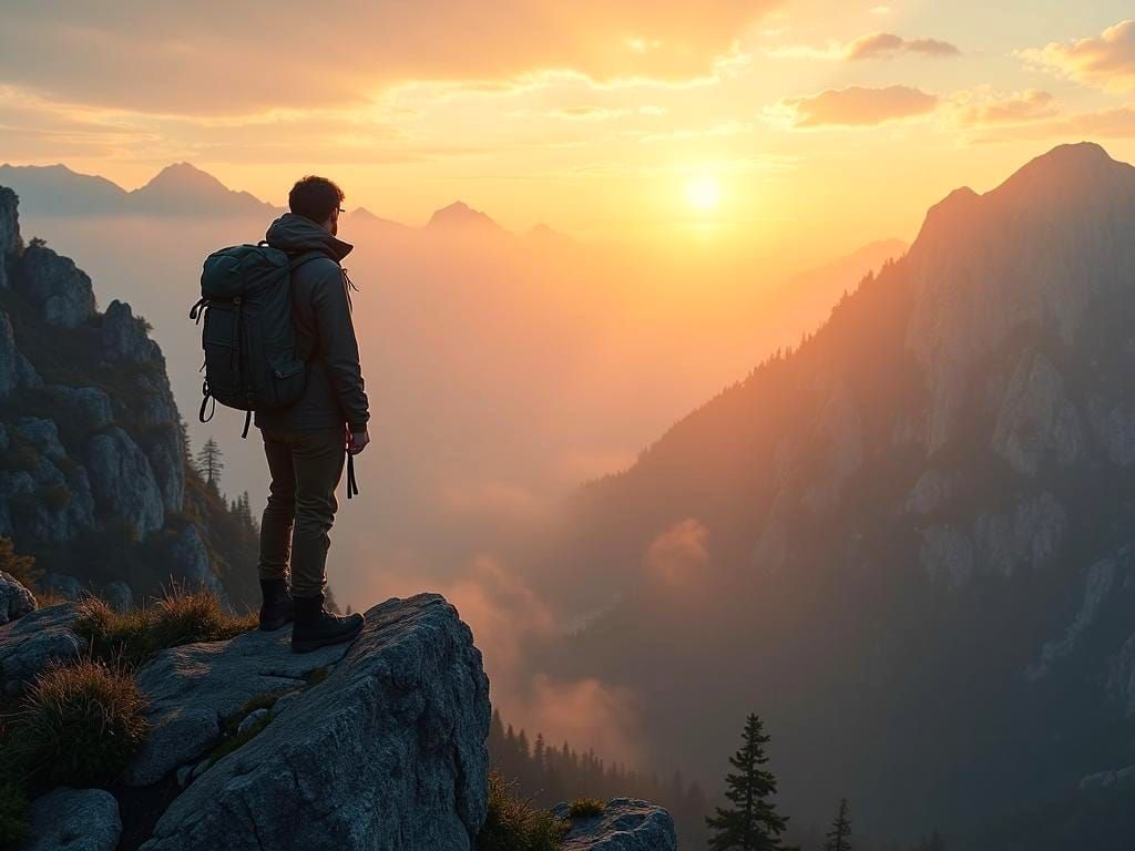 Sunrise View From Mountain Cliff